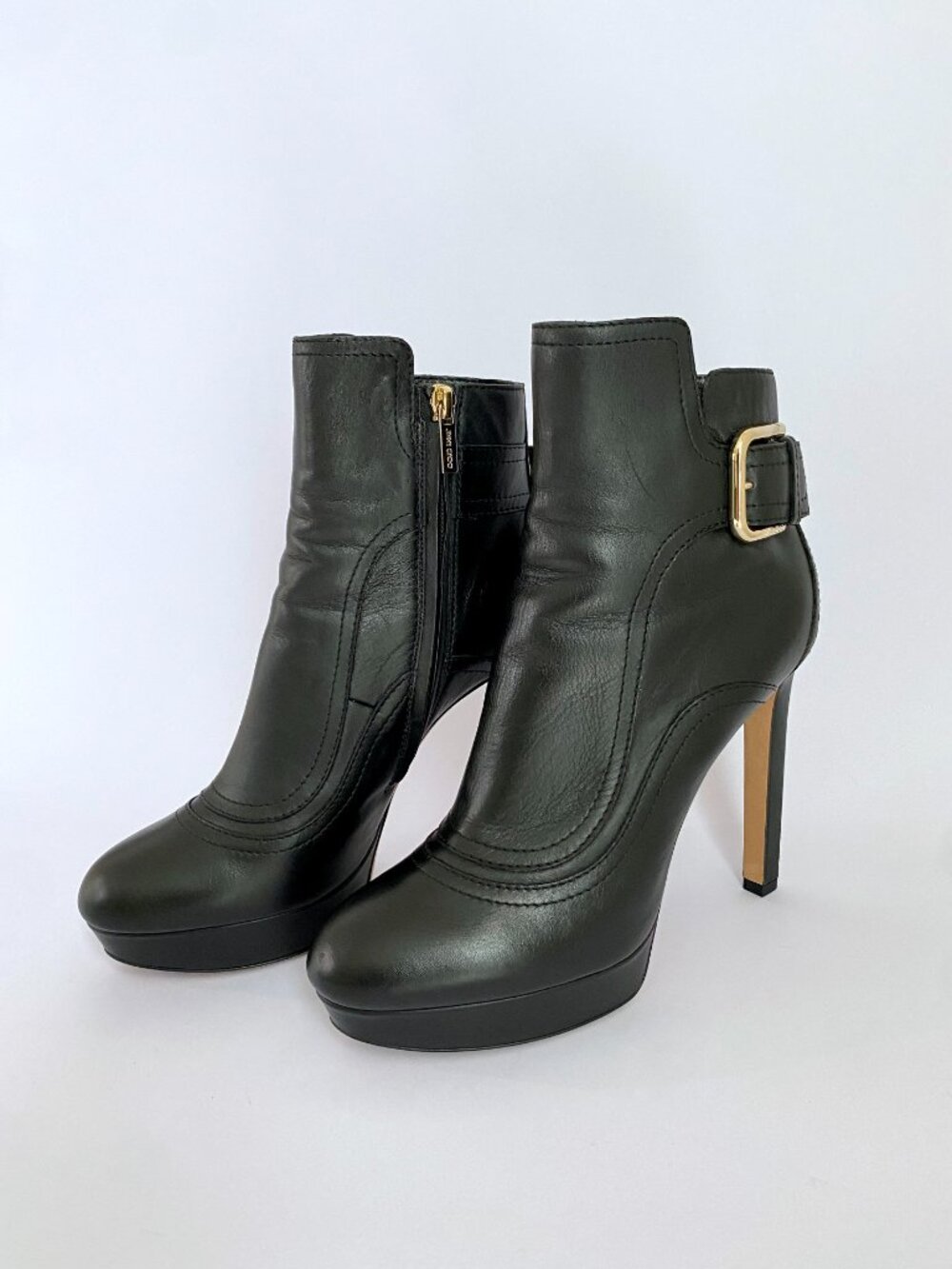 Jimmy Choo Britney 115 Black Leather Platform Ankle Boot Size EU 38.5 / US 8 - Picture 5 of 13